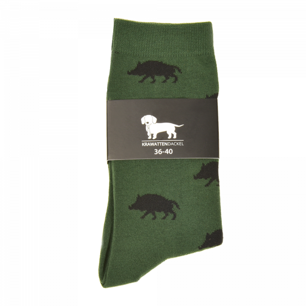 Wildschwein-Socken (Grün) - Krawattendackel